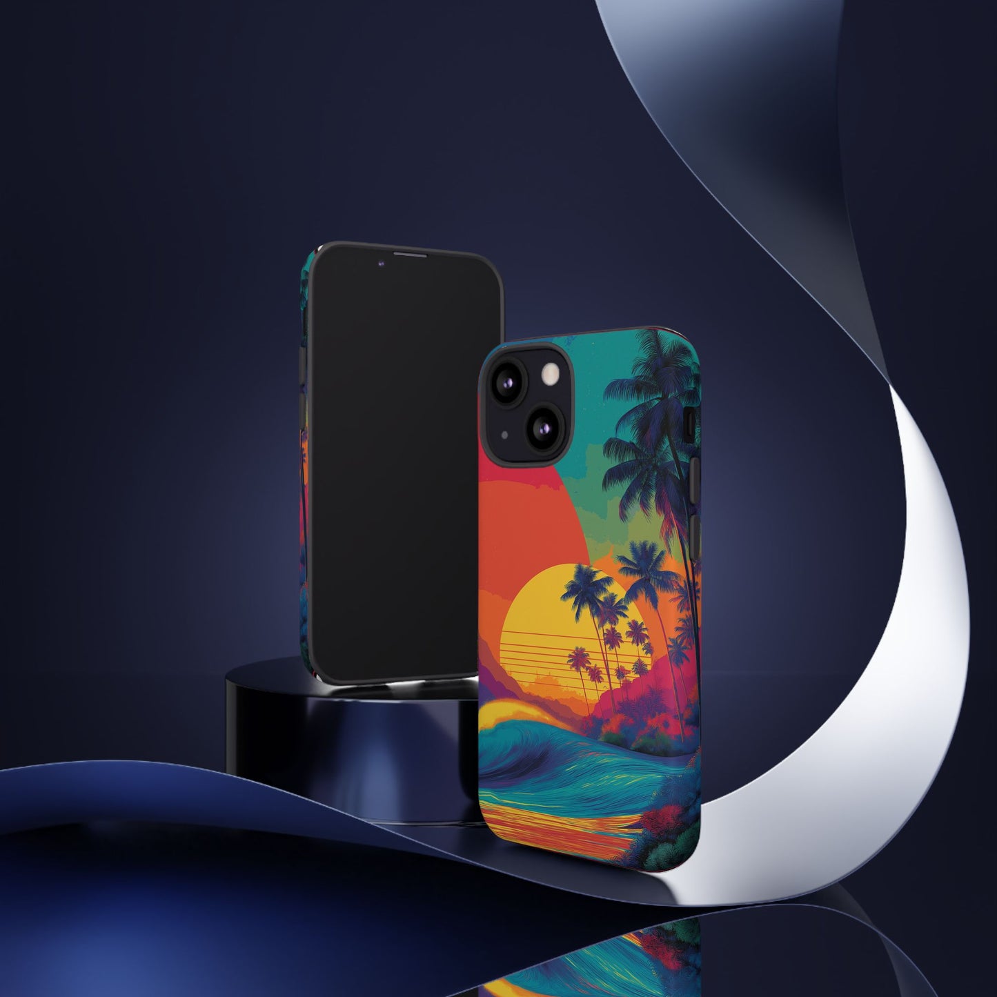 Vibrant Phone Case, Tropical Sunset Design, Beachy Vibes, Summer Accessory, Cool Gift for Surf Lovers, Durable Tech Cover