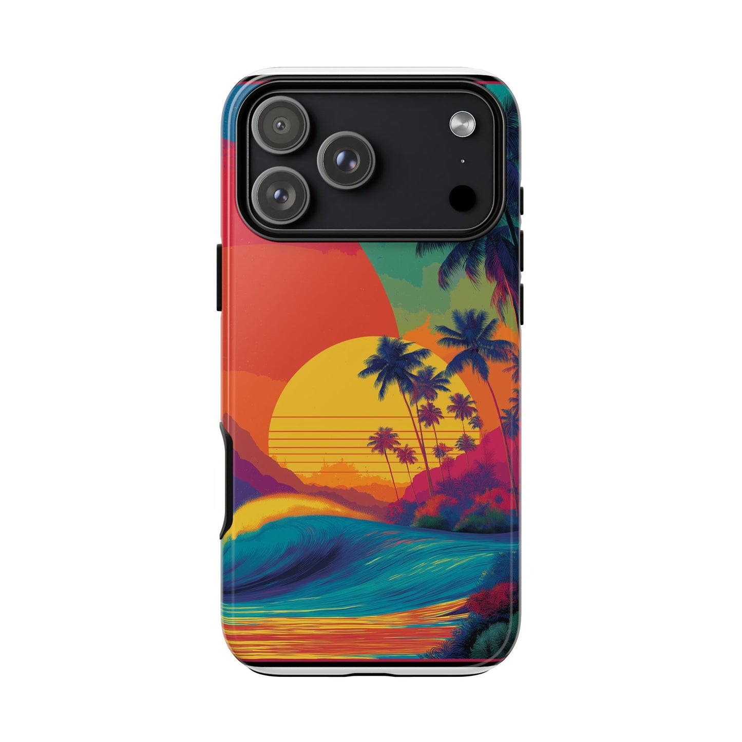 Vibrant Phone Case, Tropical Sunset Design, Beachy Vibes, Summer Accessory, Cool Gift for Surf Lovers, Durable Tech Cover
