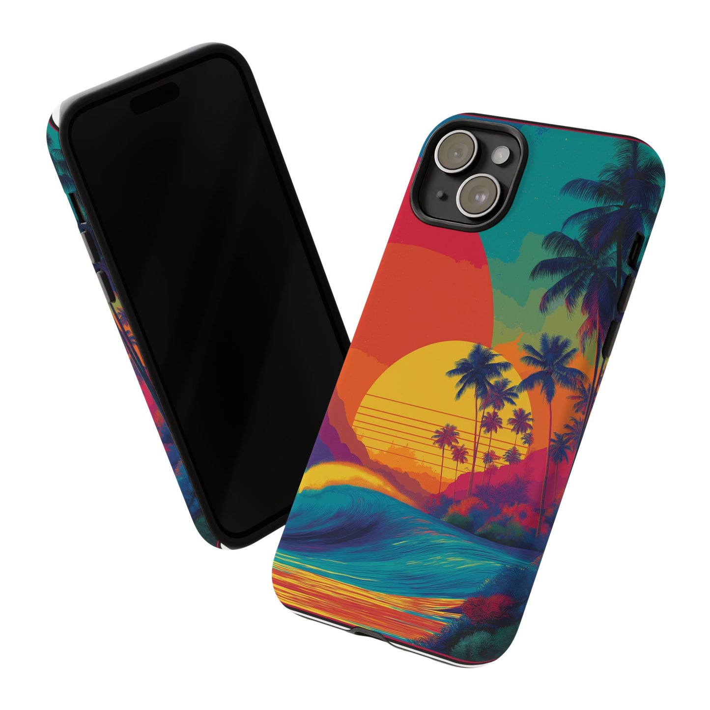 Vibrant Phone Case, Tropical Sunset Design, Beachy Vibes, Summer Accessory, Cool Gift for Surf Lovers, Durable Tech Cover