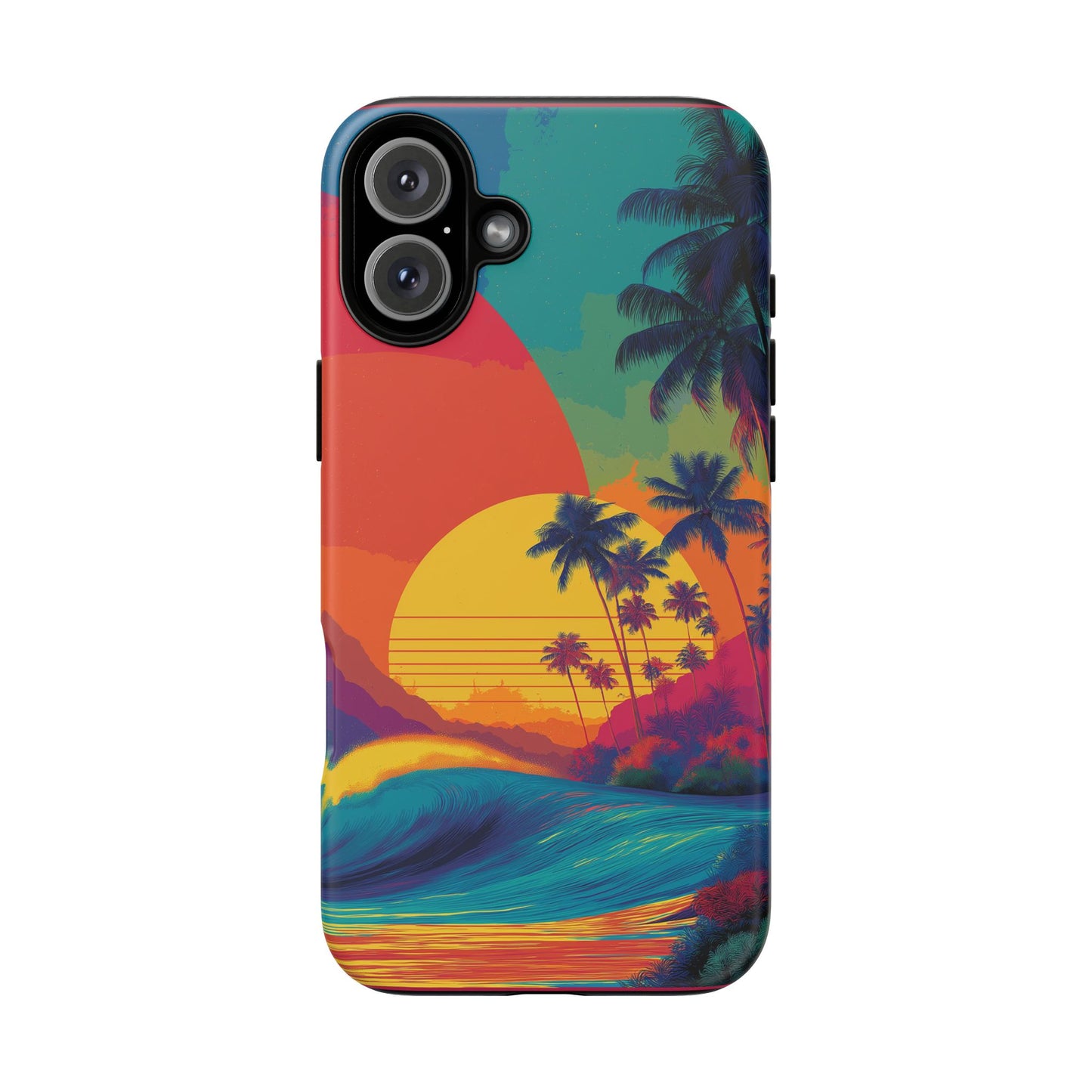Vibrant Phone Case, Tropical Sunset Design, Beachy Vibes, Summer Accessory, Cool Gift for Surf Lovers, Durable Tech Cover