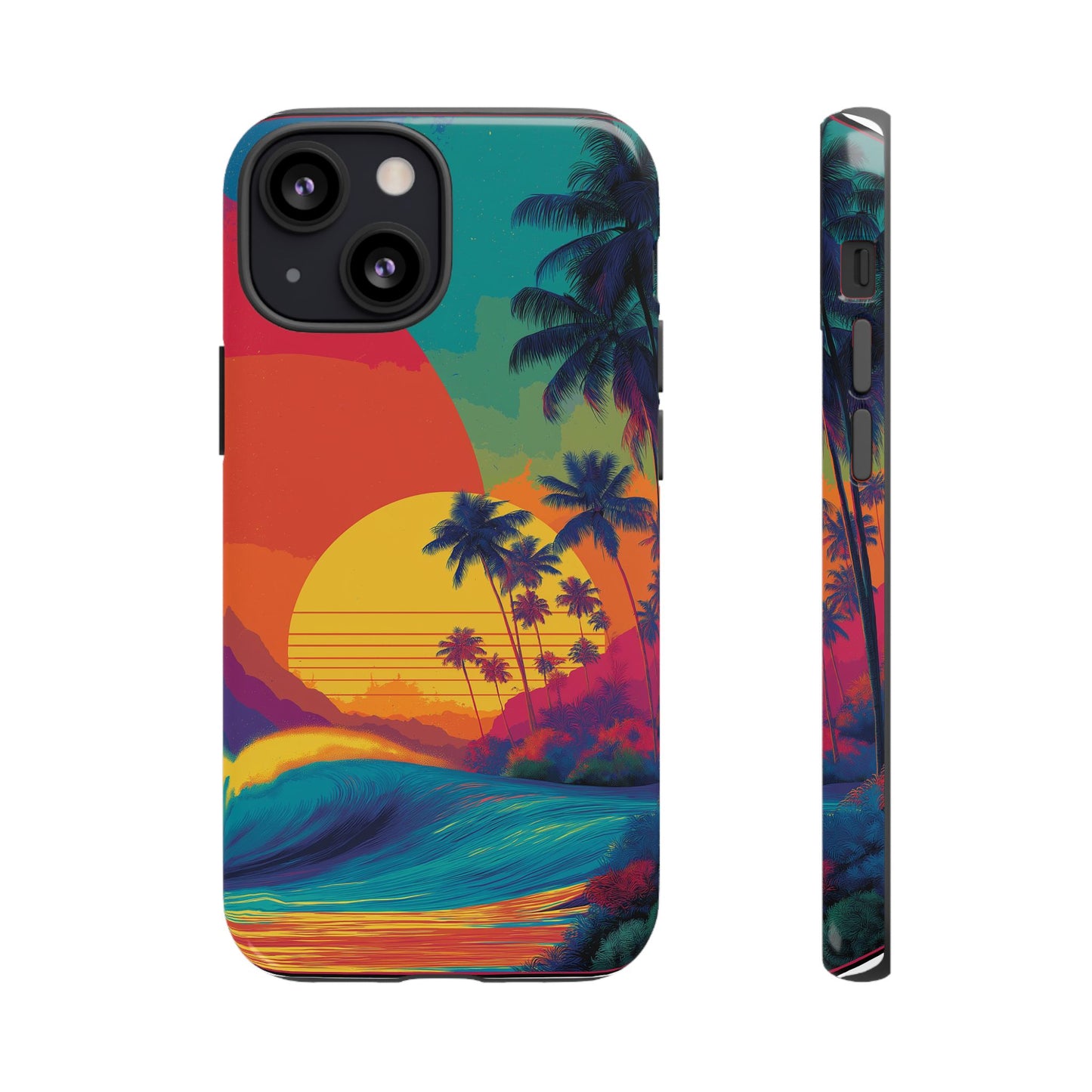Vibrant Phone Case, Tropical Sunset Design, Beachy Vibes, Summer Accessory, Cool Gift for Surf Lovers, Durable Tech Cover
