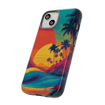 Vibrant Phone Case, Tropical Sunset Design, Beachy Vibes, Summer Accessory, Cool Gift for Surf Lovers, Durable Tech Cover