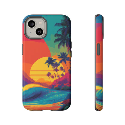 Vibrant Phone Case, Tropical Sunset Design, Beachy Vibes, Summer Accessory, Cool Gift for Surf Lovers, Durable Tech Cover