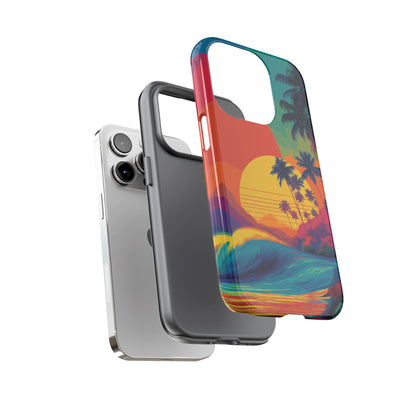 Vibrant Phone Case, Tropical Sunset Design, Beachy Vibes, Summer Accessory, Cool Gift for Surf Lovers, Durable Tech Cover