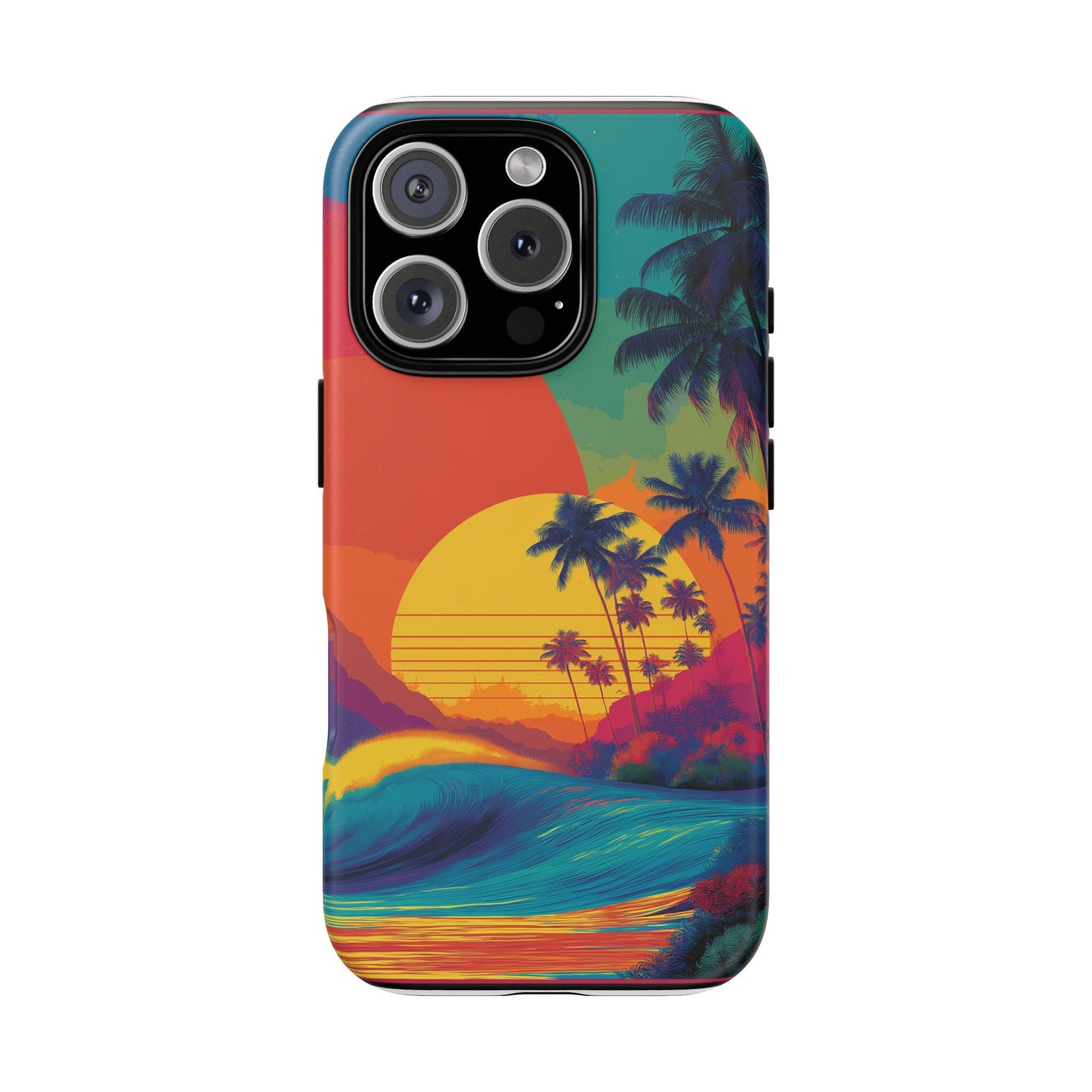 Vibrant Phone Case, Tropical Sunset Design, Beachy Vibes, Summer Accessory, Cool Gift for Surf Lovers, Durable Tech Cover