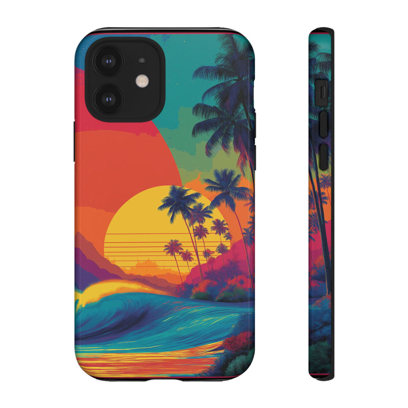 Vibrant Phone Case, Tropical Sunset Design, Beachy Vibes, Summer Accessory, Cool Gift for Surf Lovers, Durable Tech Cover