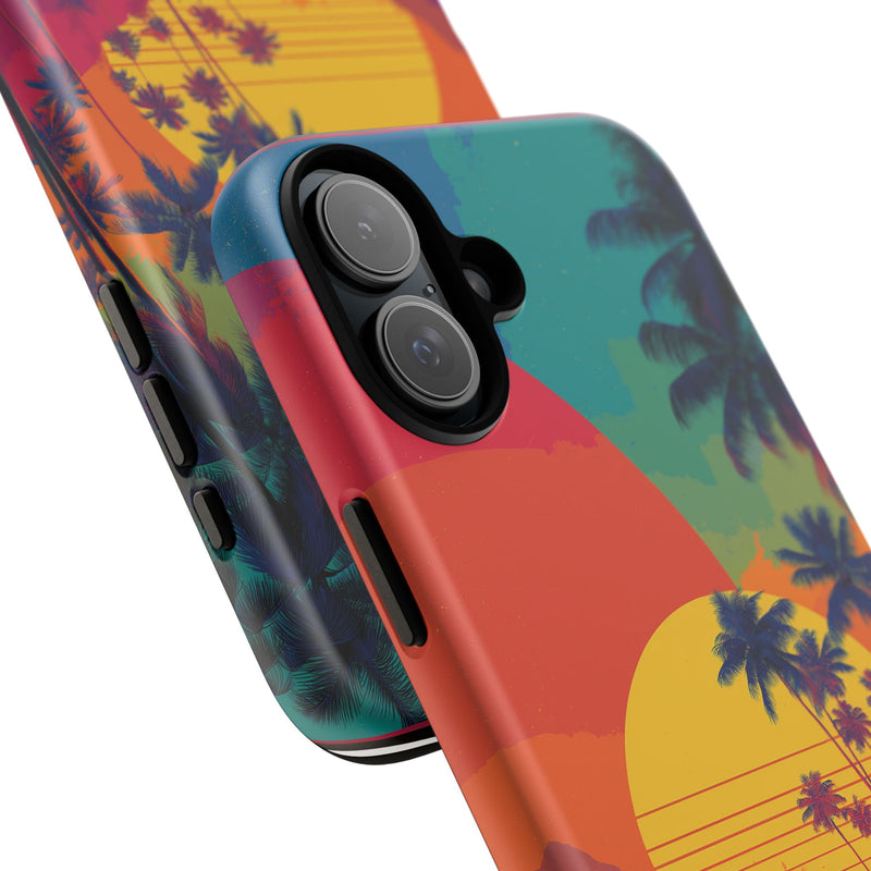 Vibrant Phone Case, Tropical Sunset Design, Beachy Vibes, Summer Accessory, Cool Gift for Surf Lovers, Durable Tech Cover