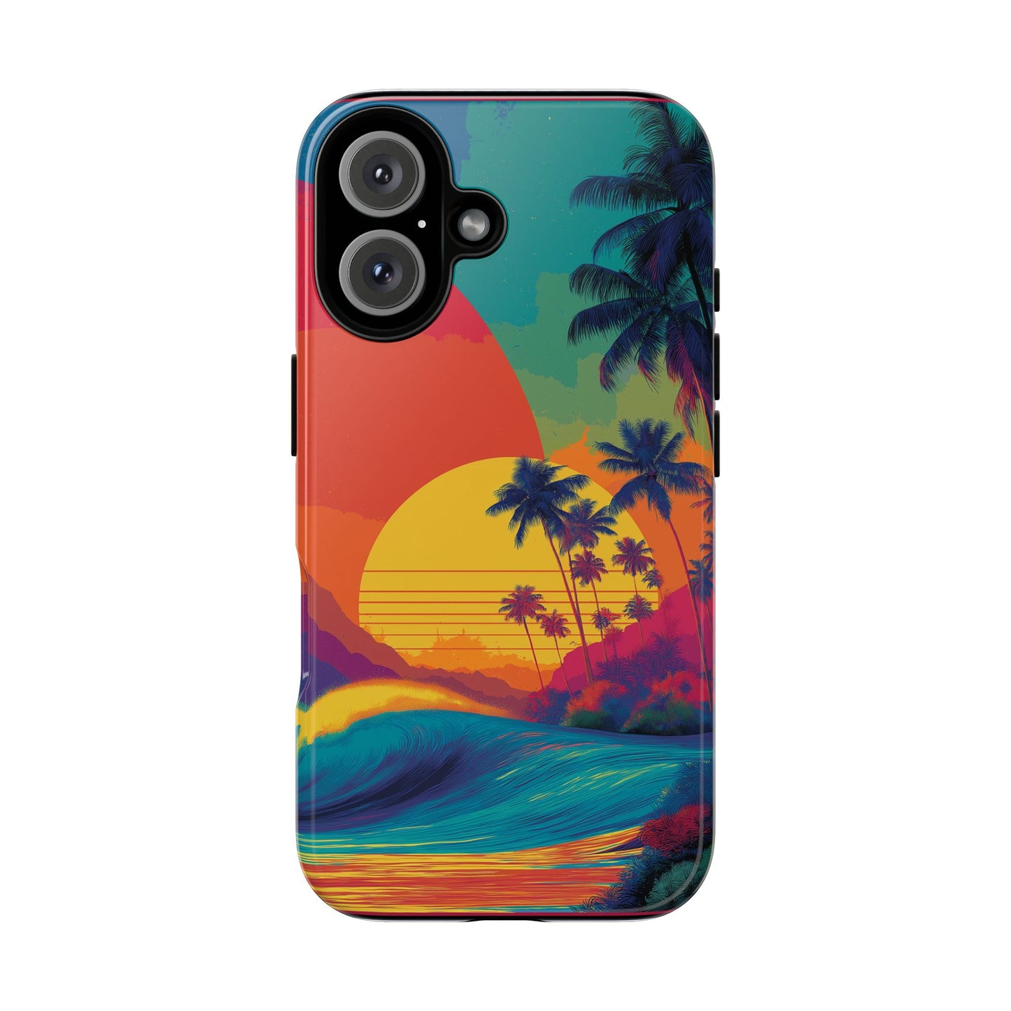 Vibrant Phone Case, Tropical Sunset Design, Beachy Vibes, Summer Accessory, Cool Gift for Surf Lovers, Durable Tech Cover