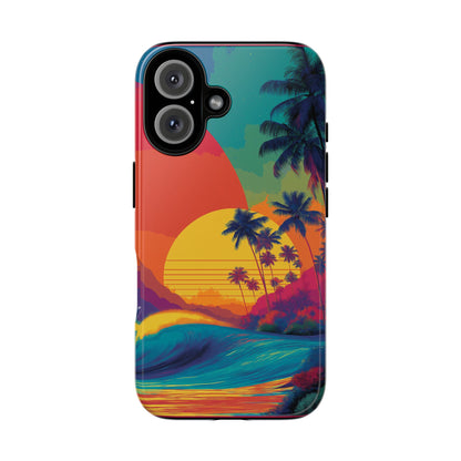 Vibrant Phone Case, Tropical Sunset Design, Beachy Vibes, Summer Accessory, Cool Gift for Surf Lovers, Durable Tech Cover