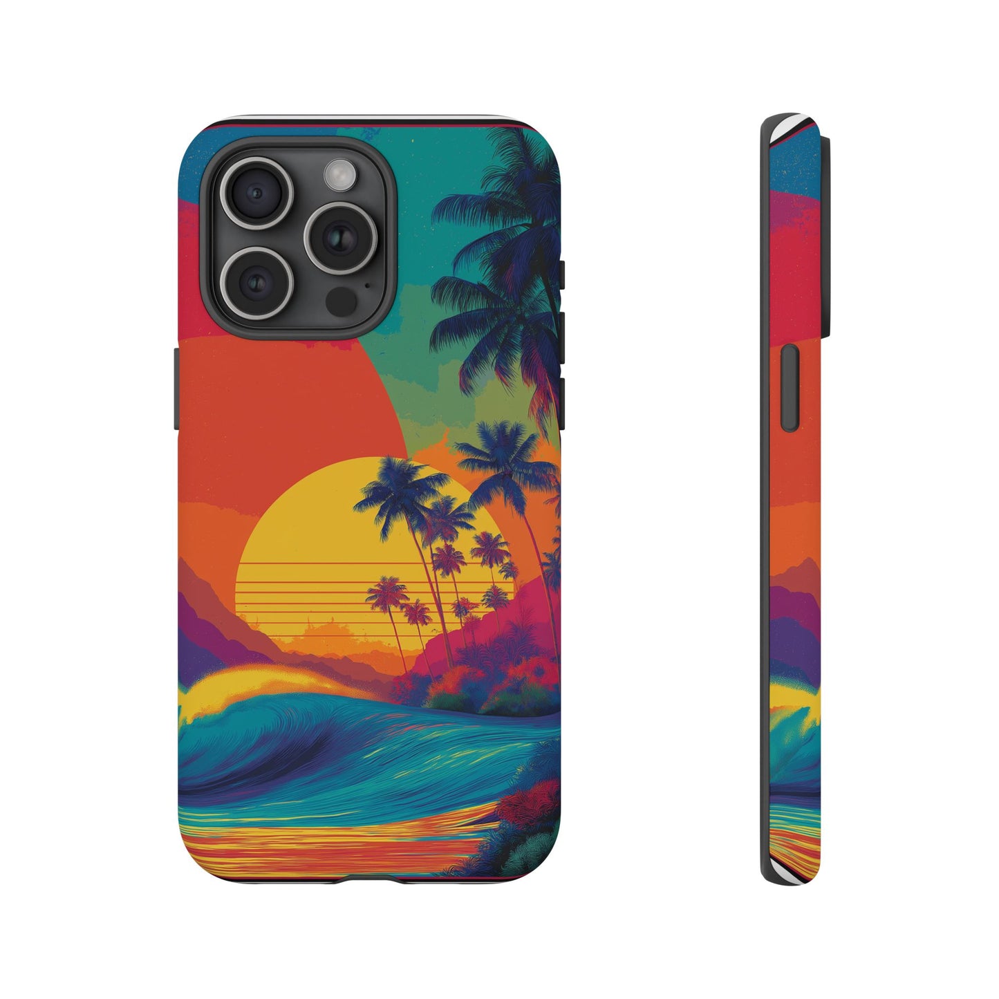 Vibrant Phone Case, Tropical Sunset Design, Beachy Vibes, Summer Accessory, Cool Gift for Surf Lovers, Durable Tech Cover