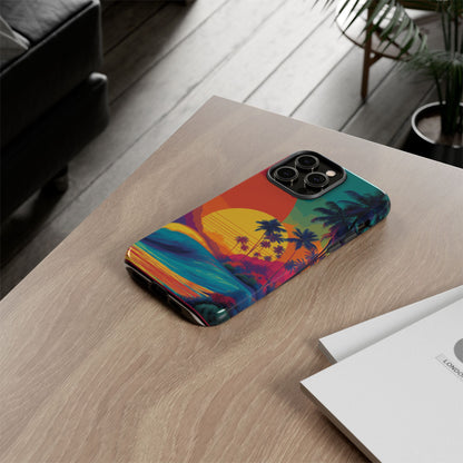 Vibrant Phone Case, Tropical Sunset Design, Beachy Vibes, Summer Accessory, Cool Gift for Surf Lovers, Durable Tech Cover