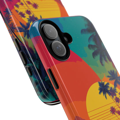 Vibrant Phone Case, Tropical Sunset Design, Beachy Vibes, Summer Accessory, Cool Gift for Surf Lovers, Durable Tech Cover