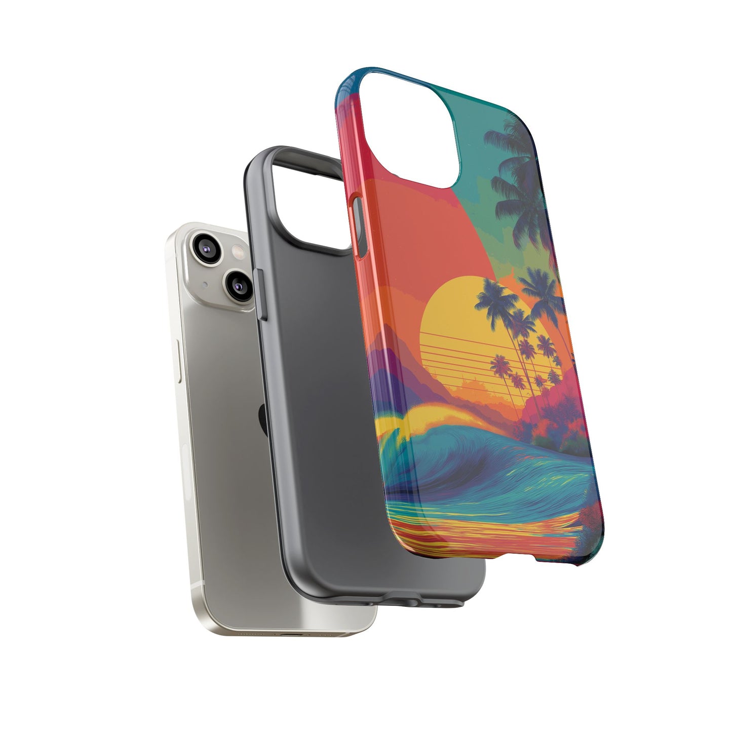 Vibrant Phone Case, Tropical Sunset Design, Beachy Vibes, Summer Accessory, Cool Gift for Surf Lovers, Durable Tech Cover