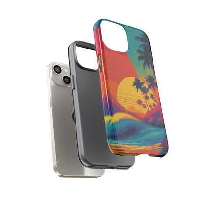 Vibrant Phone Case, Tropical Sunset Design, Beachy Vibes, Summer Accessory, Cool Gift for Surf Lovers, Durable Tech Cover