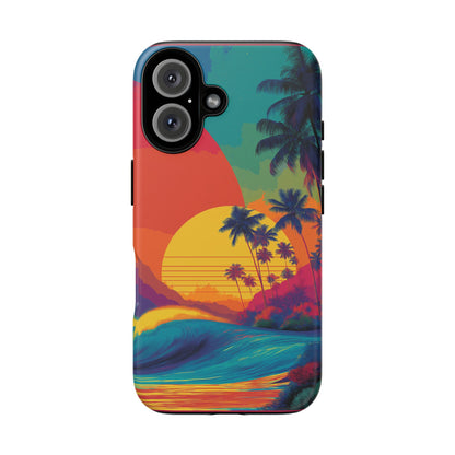 Vibrant Phone Case, Tropical Sunset Design, Beachy Vibes, Summer Accessory, Cool Gift for Surf Lovers, Durable Tech Cover