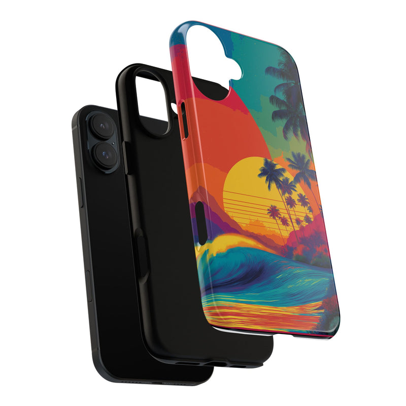 Vibrant Phone Case, Tropical Sunset Design, Beachy Vibes, Summer Accessory, Cool Gift for Surf Lovers, Durable Tech Cover