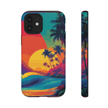 Vibrant Phone Case, Tropical Sunset Design, Beachy Vibes, Summer Accessory, Cool Gift for Surf Lovers, Durable Tech Cover