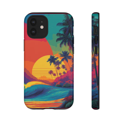 Vibrant Phone Case, Tropical Sunset Design, Beachy Vibes, Summer Accessory, Cool Gift for Surf Lovers, Durable Tech Cover