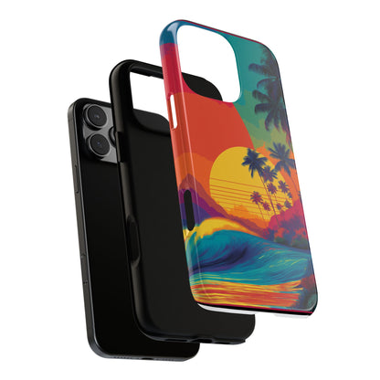 Vibrant Phone Case, Tropical Sunset Design, Beachy Vibes, Summer Accessory, Cool Gift for Surf Lovers, Durable Tech Cover