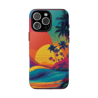 Vibrant Phone Case, Tropical Sunset Design, Beachy Vibes, Summer Accessory, Cool Gift for Surf Lovers, Durable Tech Cover
