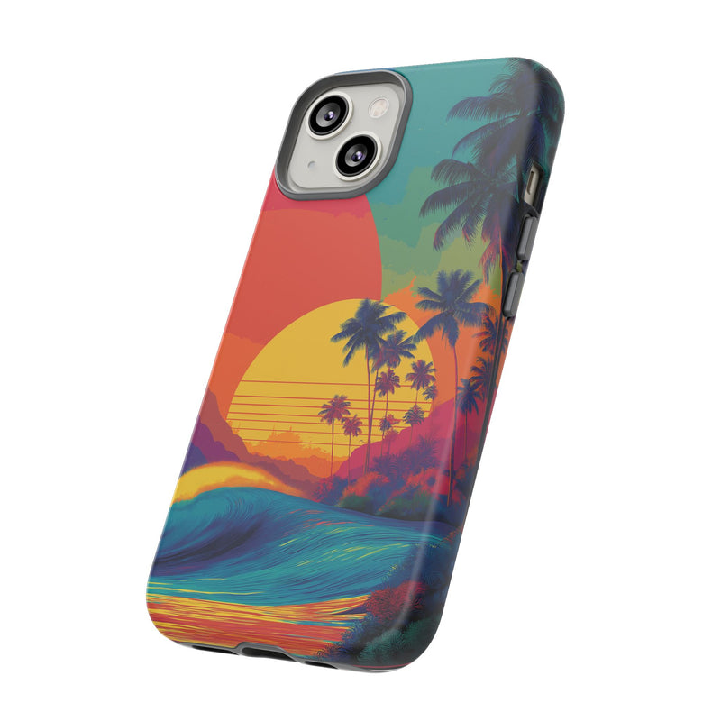 Vibrant Phone Case, Tropical Sunset Design, Beachy Vibes, Summer Accessory, Cool Gift for Surf Lovers, Durable Tech Cover