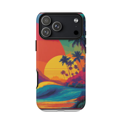 Vibrant Phone Case, Tropical Sunset Design, Beachy Vibes, Summer Accessory, Cool Gift for Surf Lovers, Durable Tech Cover