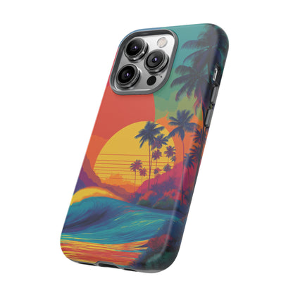 Vibrant Phone Case, Tropical Sunset Design, Beachy Vibes, Summer Accessory, Cool Gift for Surf Lovers, Durable Tech Cover