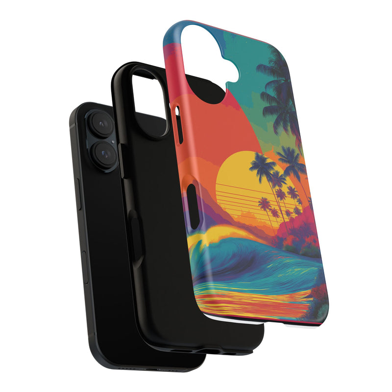 Vibrant Phone Case, Tropical Sunset Design, Beachy Vibes, Summer Accessory, Cool Gift for Surf Lovers, Durable Tech Cover