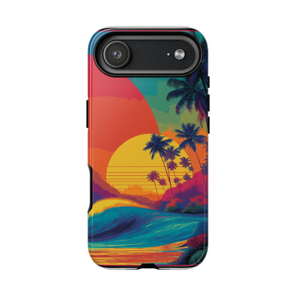 Vibrant Phone Case, Tropical Sunset Design, Beachy Vibes, Summer Accessory, Cool Gift for Surf Lovers, Durable Tech Cover