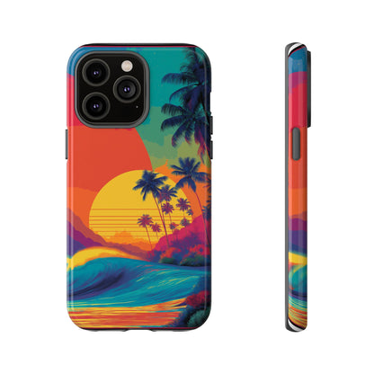 Vibrant Phone Case, Tropical Sunset Design, Beachy Vibes, Summer Accessory, Cool Gift for Surf Lovers, Durable Tech Cover