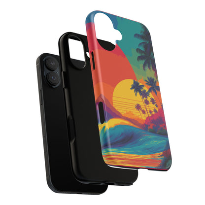 Vibrant Phone Case, Tropical Sunset Design, Beachy Vibes, Summer Accessory, Cool Gift for Surf Lovers, Durable Tech Cover
