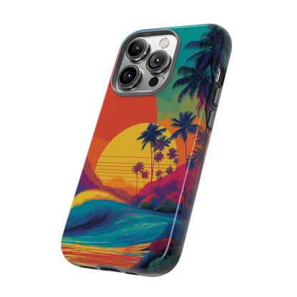 Vibrant Phone Case, Tropical Sunset Design, Beachy Vibes, Summer Accessory, Cool Gift for Surf Lovers, Durable Tech Cover