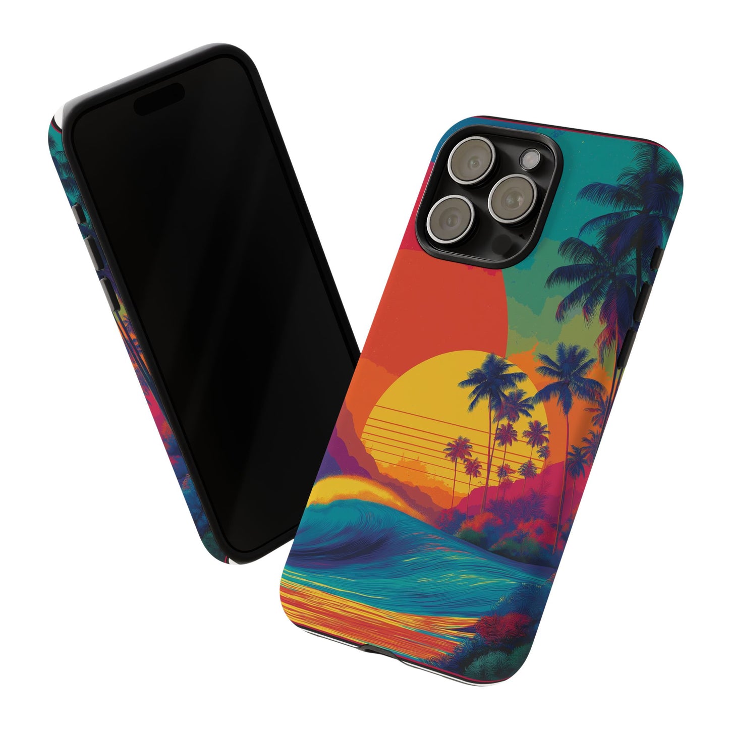 Vibrant Phone Case, Tropical Sunset Design, Beachy Vibes, Summer Accessory, Cool Gift for Surf Lovers, Durable Tech Cover