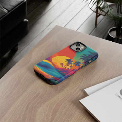 Vibrant Phone Case, Tropical Sunset Design, Beachy Vibes, Summer Accessory, Cool Gift for Surf Lovers, Durable Tech Cover
