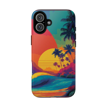 Vibrant Phone Case, Tropical Sunset Design, Beachy Vibes, Summer Accessory, Cool Gift for Surf Lovers, Durable Tech Cover