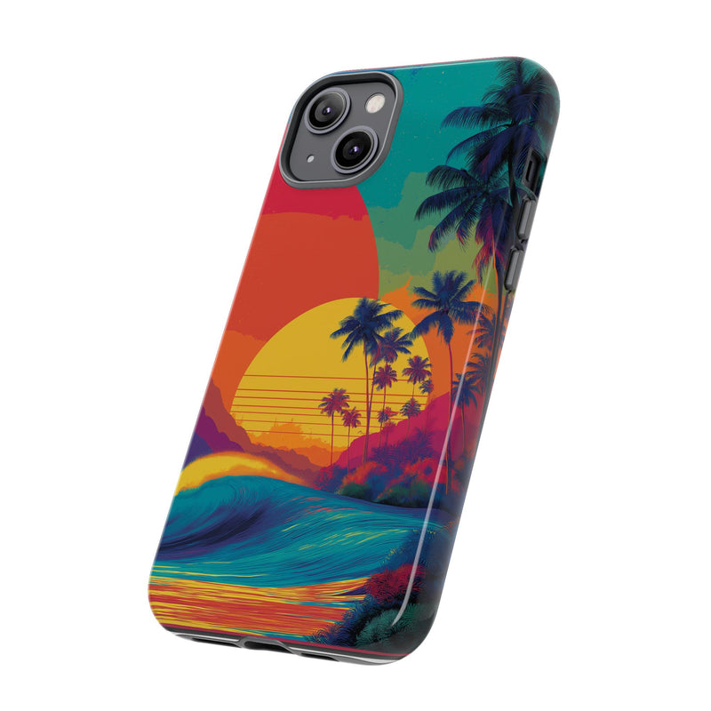 Vibrant Phone Case, Tropical Sunset Design, Beachy Vibes, Summer Accessory, Cool Gift for Surf Lovers, Durable Tech Cover