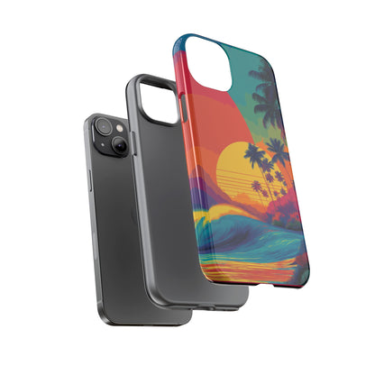 Vibrant Phone Case, Tropical Sunset Design, Beachy Vibes, Summer Accessory, Cool Gift for Surf Lovers, Durable Tech Cover