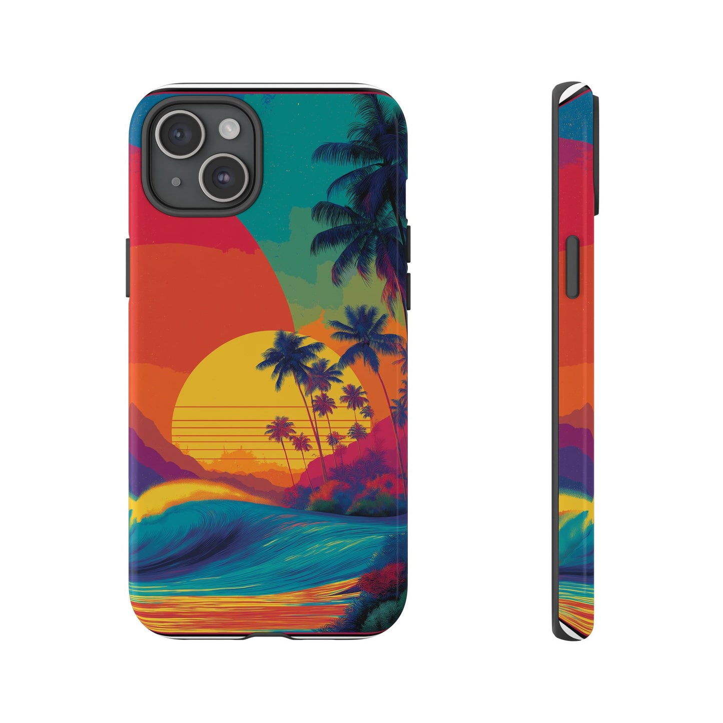 Vibrant Phone Case, Tropical Sunset Design, Beachy Vibes, Summer Accessory, Cool Gift for Surf Lovers, Durable Tech Cover
