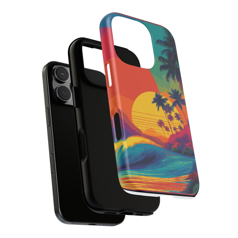Vibrant Phone Case, Tropical Sunset Design, Beachy Vibes, Summer Accessory, Cool Gift for Surf Lovers, Durable Tech Cover