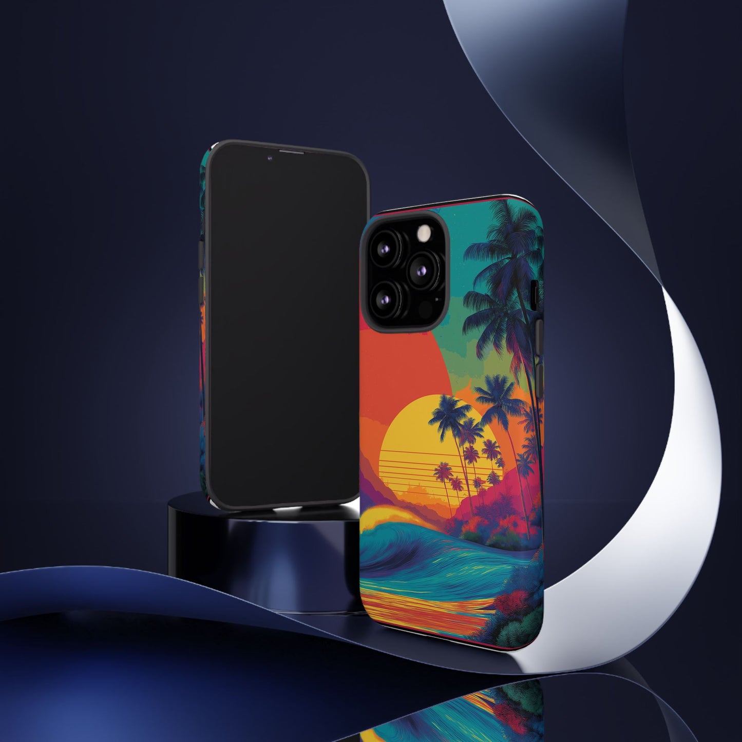 Vibrant Phone Case, Tropical Sunset Design, Beachy Vibes, Summer Accessory, Cool Gift for Surf Lovers, Durable Tech Cover