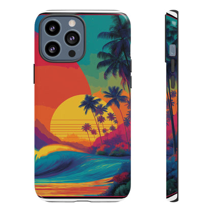 Vibrant Phone Case, Tropical Sunset Design, Beachy Vibes, Summer Accessory, Cool Gift for Surf Lovers, Durable Tech Cover