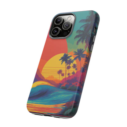 Vibrant Phone Case, Tropical Sunset Design, Beachy Vibes, Summer Accessory, Cool Gift for Surf Lovers, Durable Tech Cover