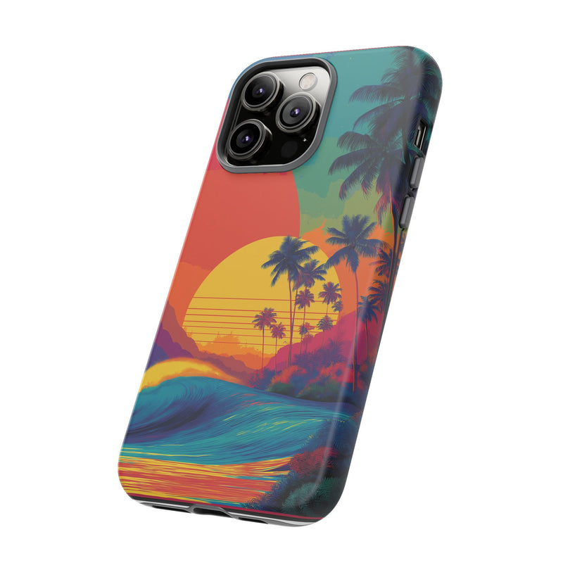 Vibrant Phone Case, Tropical Sunset Design, Beachy Vibes, Summer Accessory, Cool Gift for Surf Lovers, Durable Tech Cover