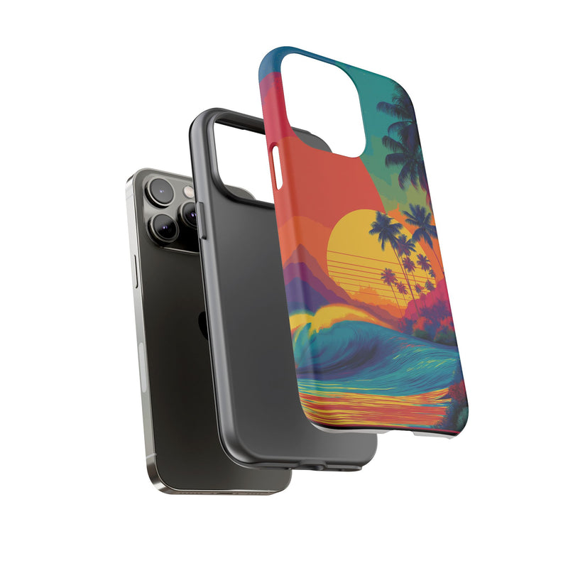 Vibrant Phone Case, Tropical Sunset Design, Beachy Vibes, Summer Accessory, Cool Gift for Surf Lovers, Durable Tech Cover