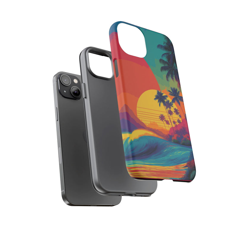 Vibrant Phone Case, Tropical Sunset Design, Beachy Vibes, Summer Accessory, Cool Gift for Surf Lovers, Durable Tech Cover