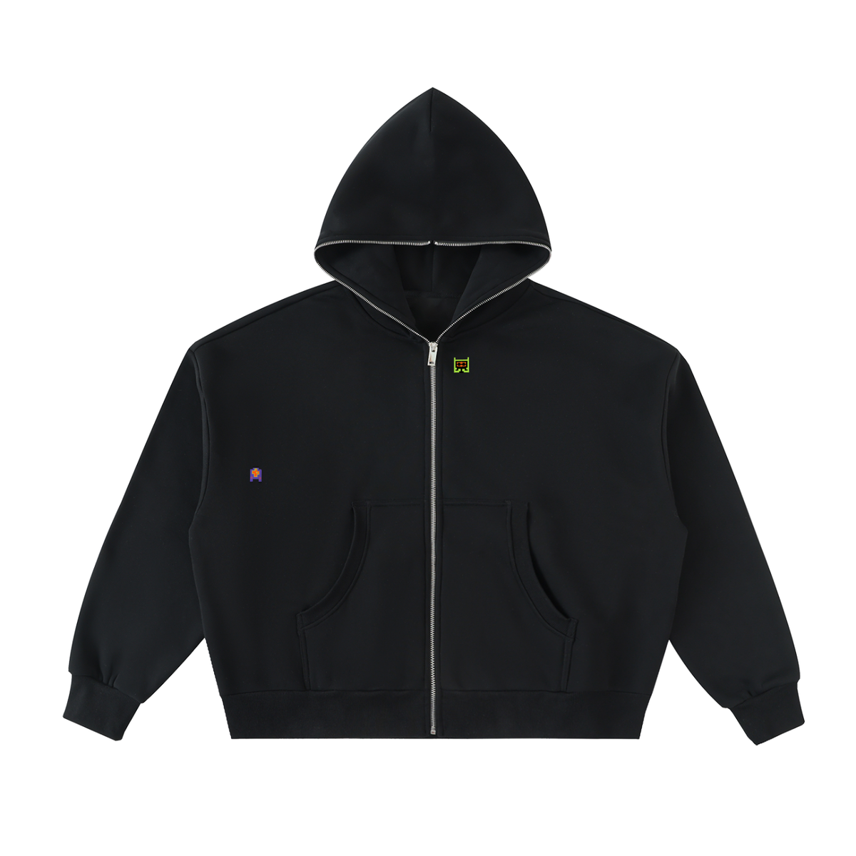 Fleeced Full-Zip Boxy Hoodie
