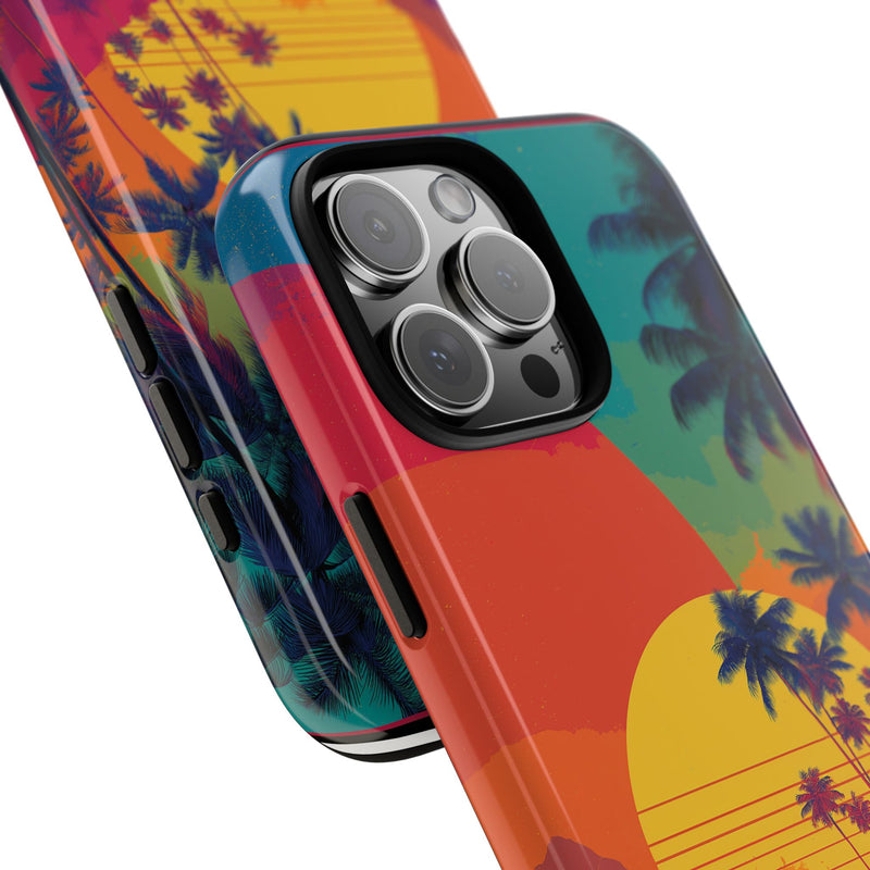 Vibrant Phone Case, Tropical Sunset Design, Beachy Vibes, Summer Accessory, Cool Gift for Surf Lovers, Durable Tech Cover