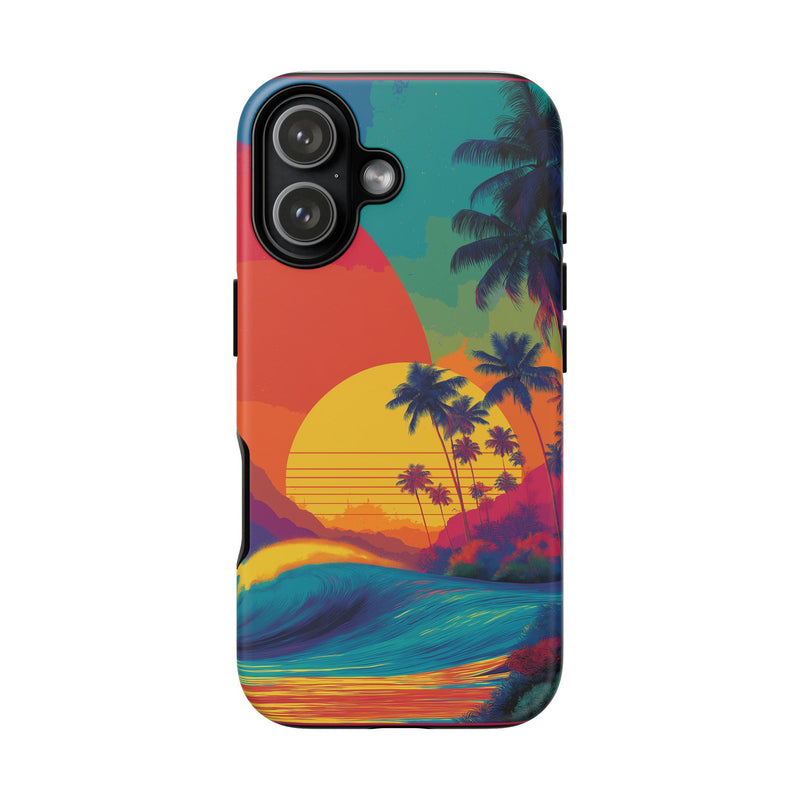 Vibrant Phone Case, Tropical Sunset Design, Beachy Vibes, Summer Accessory, Cool Gift for Surf Lovers, Durable Tech Cover