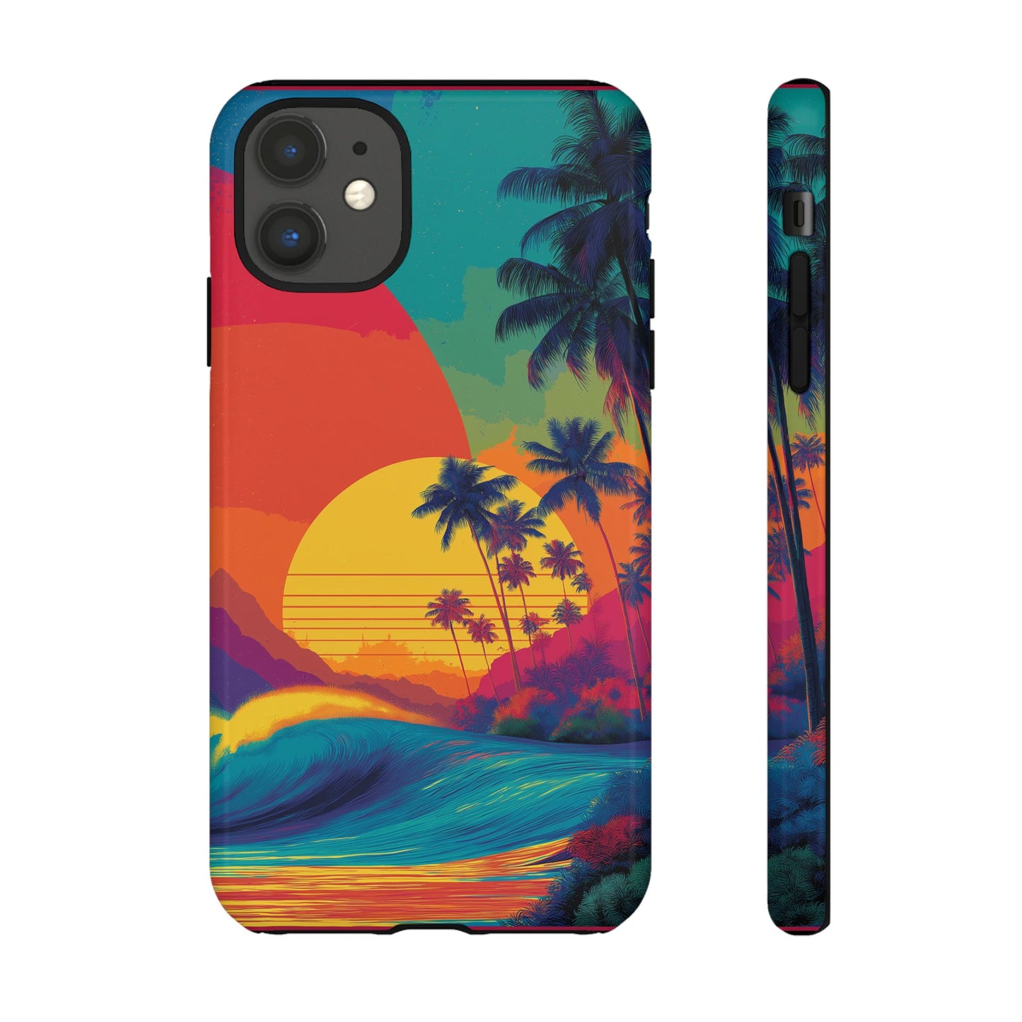 Vibrant Phone Case, Tropical Sunset Design, Beachy Vibes, Summer Accessory, Cool Gift for Surf Lovers, Durable Tech Cover