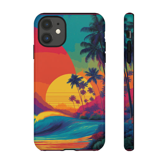 Vibrant Phone Case, Tropical Sunset Design, Beachy Vibes, Summer Accessory, Cool Gift for Surf Lovers, Durable Tech Cover